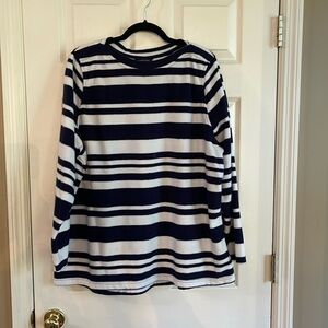 Lands’ End Navy & White Striped Thermacheck Top